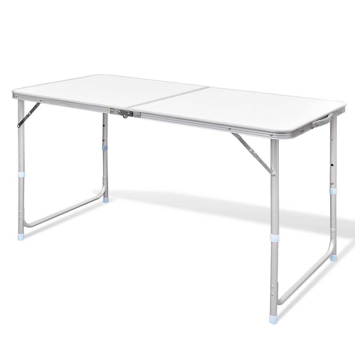 Aluminium Folding Portable Garden Camping Picnic BBQ Table Height Adjustable 120 x 60 cm - white Does Not Apply