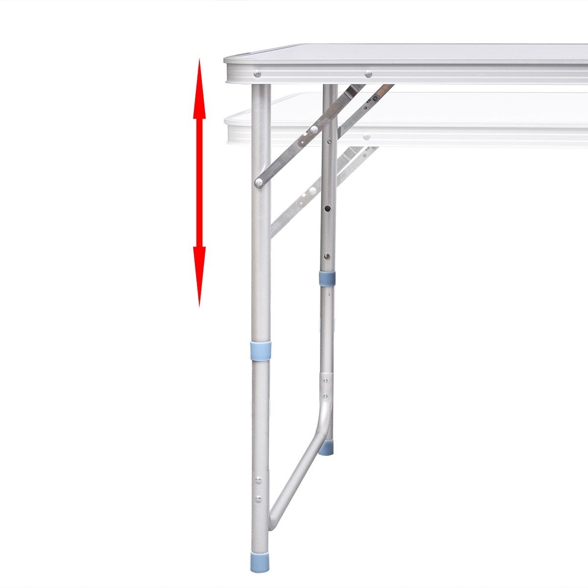 Aluminium Folding Portable Garden Camping Picnic BBQ Table Height Adjustable 120 x 60 cm - white Does Not Apply