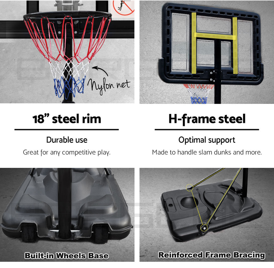 Basketball Hoop Stand System Portable Adjustable Height Ring Backboard Net Rim Does Not Apply