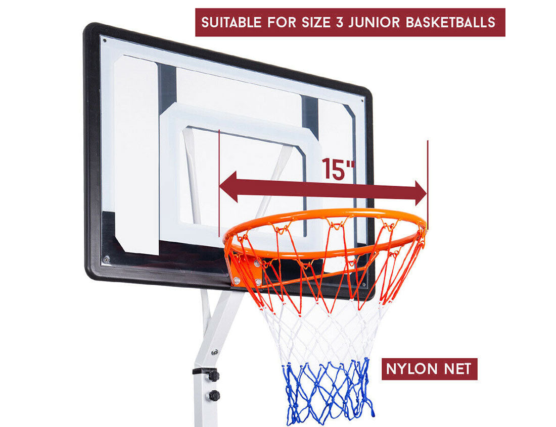 Portable Basketball Hoop Stand System Height Adjustable Net Ring Kids Junior Does Not Apply