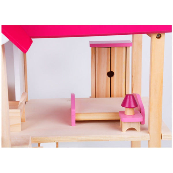 Wooden DIY Dolls Doll House 3 Level Kids Pretend Play Toys Full Furniture Set Does Not Apply