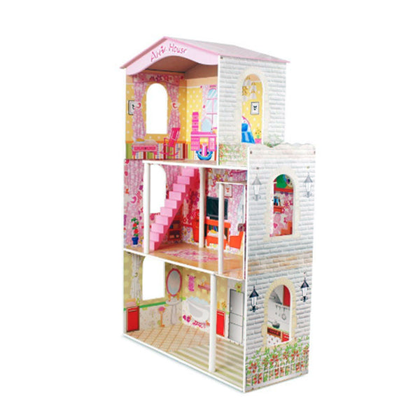 Large Wooden Dolls Doll House 3 Level Kids Pretend Play Toys Full Furniture Does Not Apply
