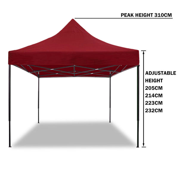3x3m Pop Up Gazebo Outdoor Tent Folding Marquee Party Camping Market Canopy - red Does Not Apply