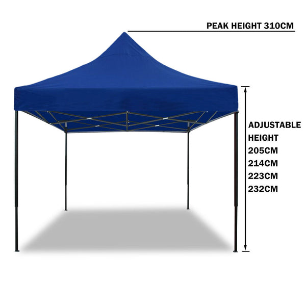 3x3m Pop Up Gazebo Outdoor Tent Folding Marquee Party Camping Market Canopy w/ Side Wall - blue Does Not Apply