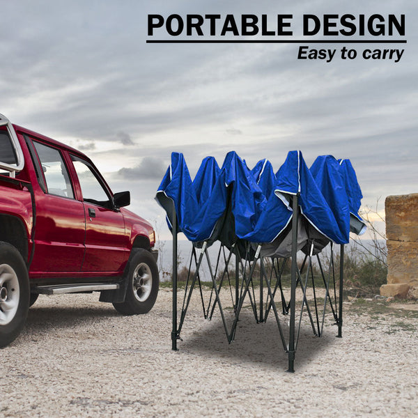 3x3m Pop Up Gazebo Outdoor Tent Folding Marquee Party Camping Market Canopy w/ Side Wall - blue Does Not Apply