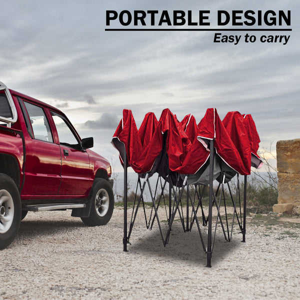 3x3m Pop Up Gazebo Outdoor Tent Folding Marquee Party Camping Market Canopy w/ Side Wall - red Does Not Apply