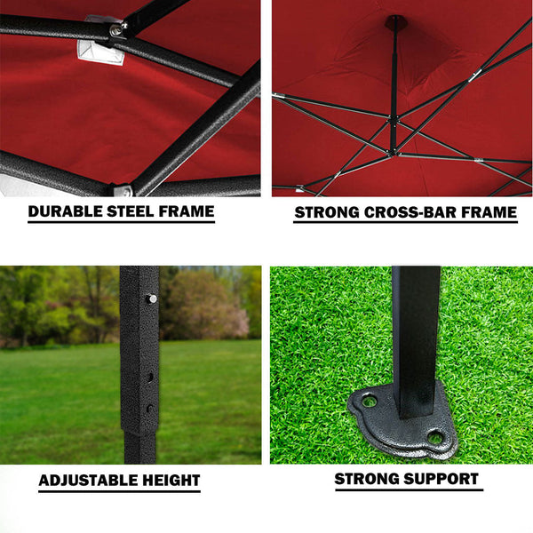 3x3m Pop Up Gazebo Outdoor Tent Folding Marquee Party Camping Market Canopy w/ Side Wall - red Does Not Apply