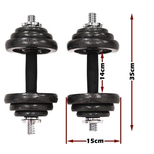 20KG Cast Iron Dumbbell Set Weight Dumbbells Home Gym Training Fitness BarBell Case Does Not Apply