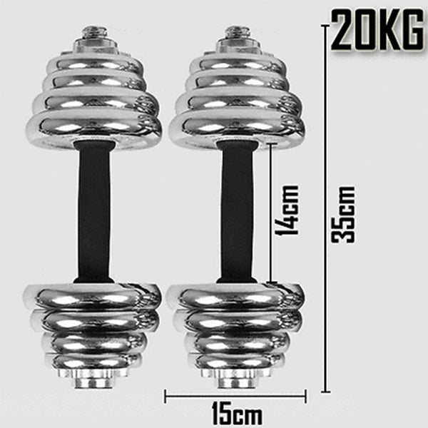 20KG Chrome Dumbbell Set Weight Dumbbells Home Gym Training Fitness BarBell Case Does Not Apply