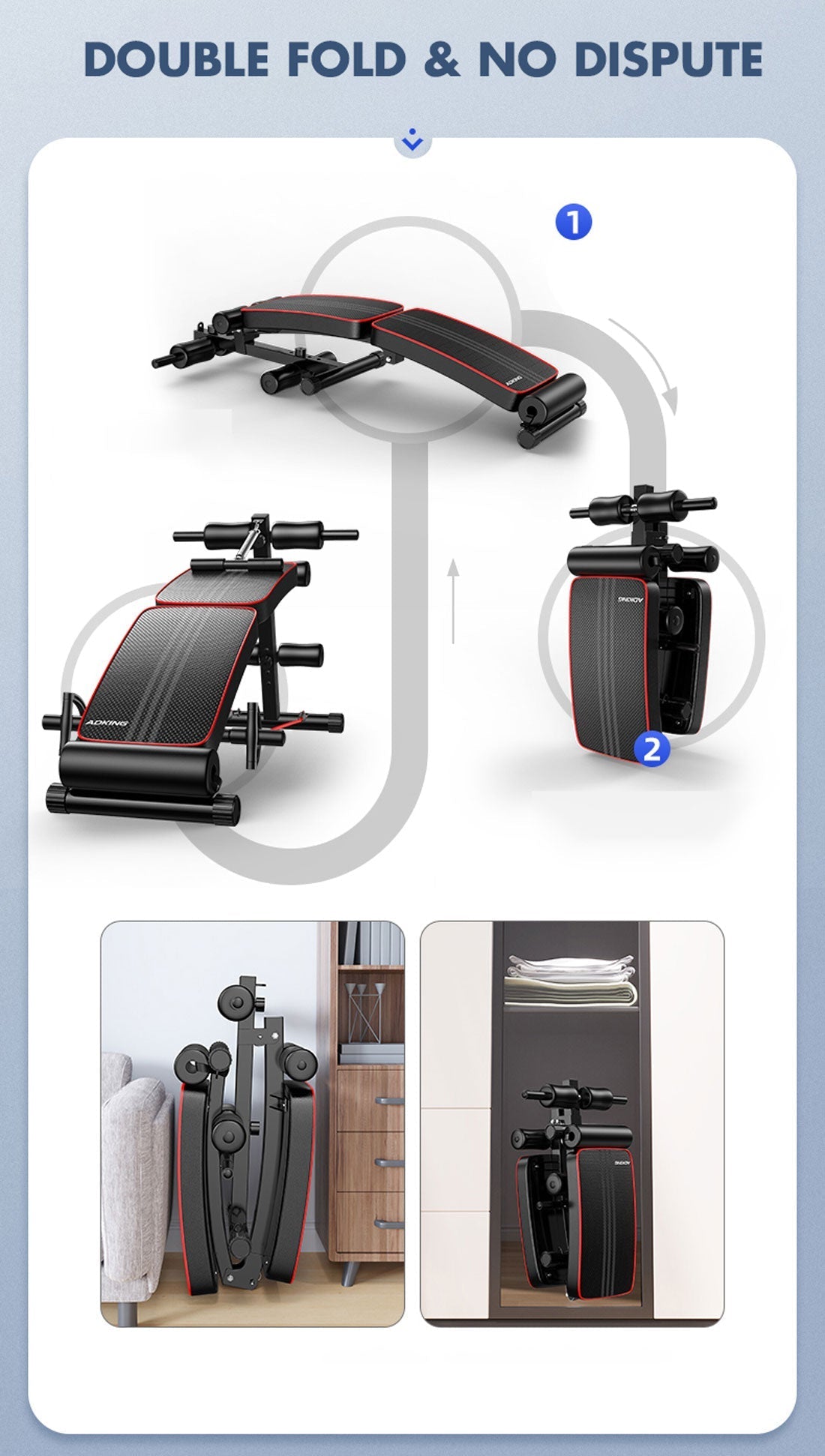 Foldable Weight Sit Up Bench Press Adjustable Home Gym Abdominal Exercise Fitness Does Not Apply