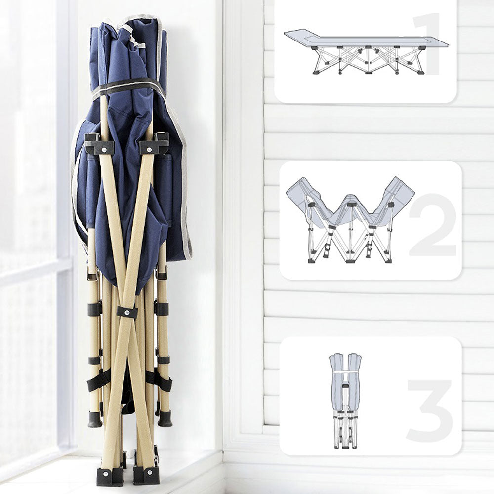 Camping Portable Stretcher Single Foldable Folding Bed Recliner Mat - navy Does Not Apply