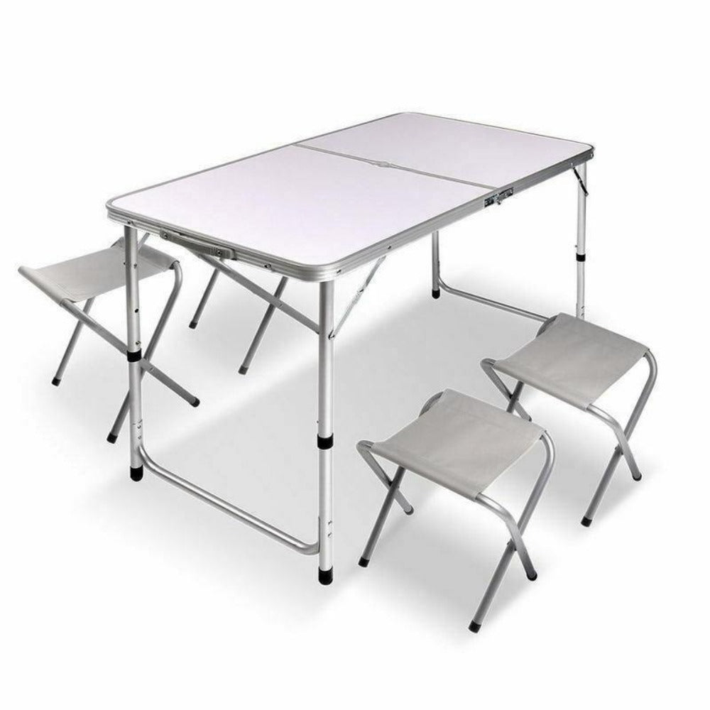 Portable Folding Picnic Camping Set BBQ Party Aluminium Table 4 Foldable Chairs Does Not Apply
