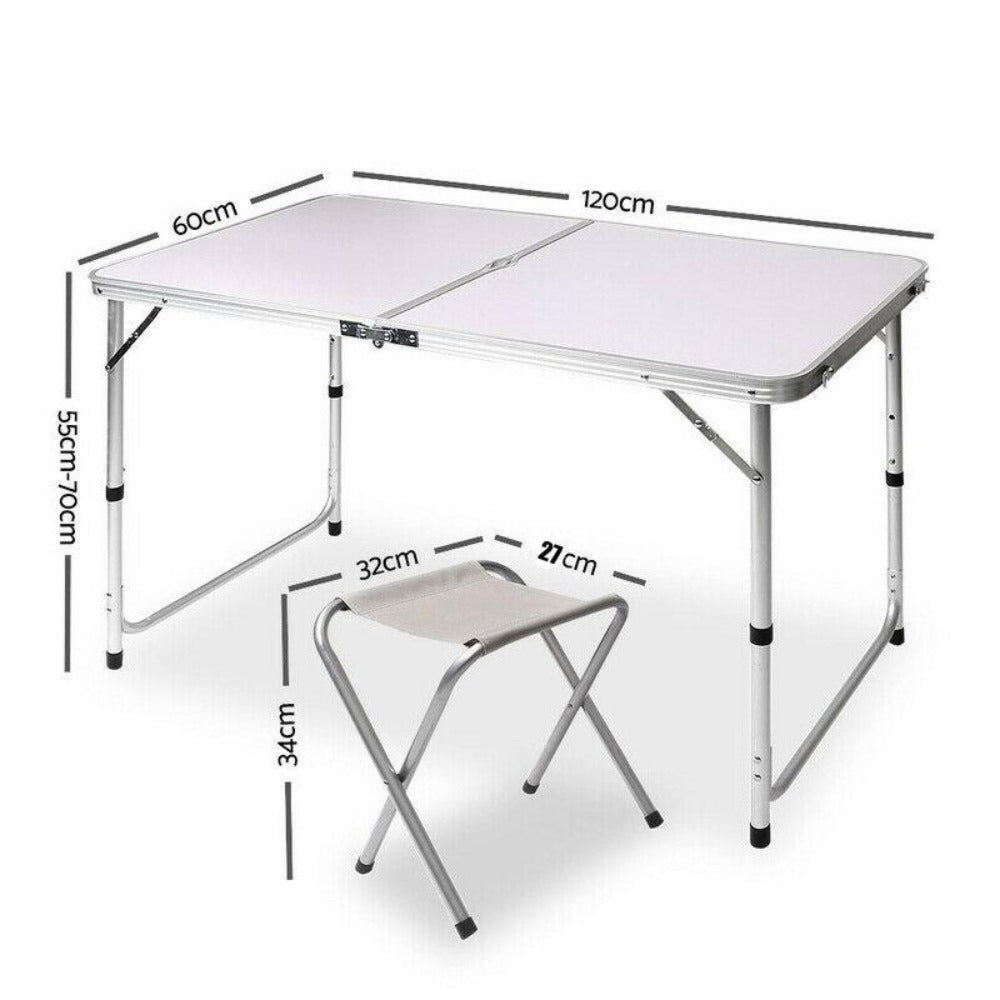 Portable Folding Picnic Camping Set BBQ Party Aluminium Table 4 Foldable Chairs Does Not Apply