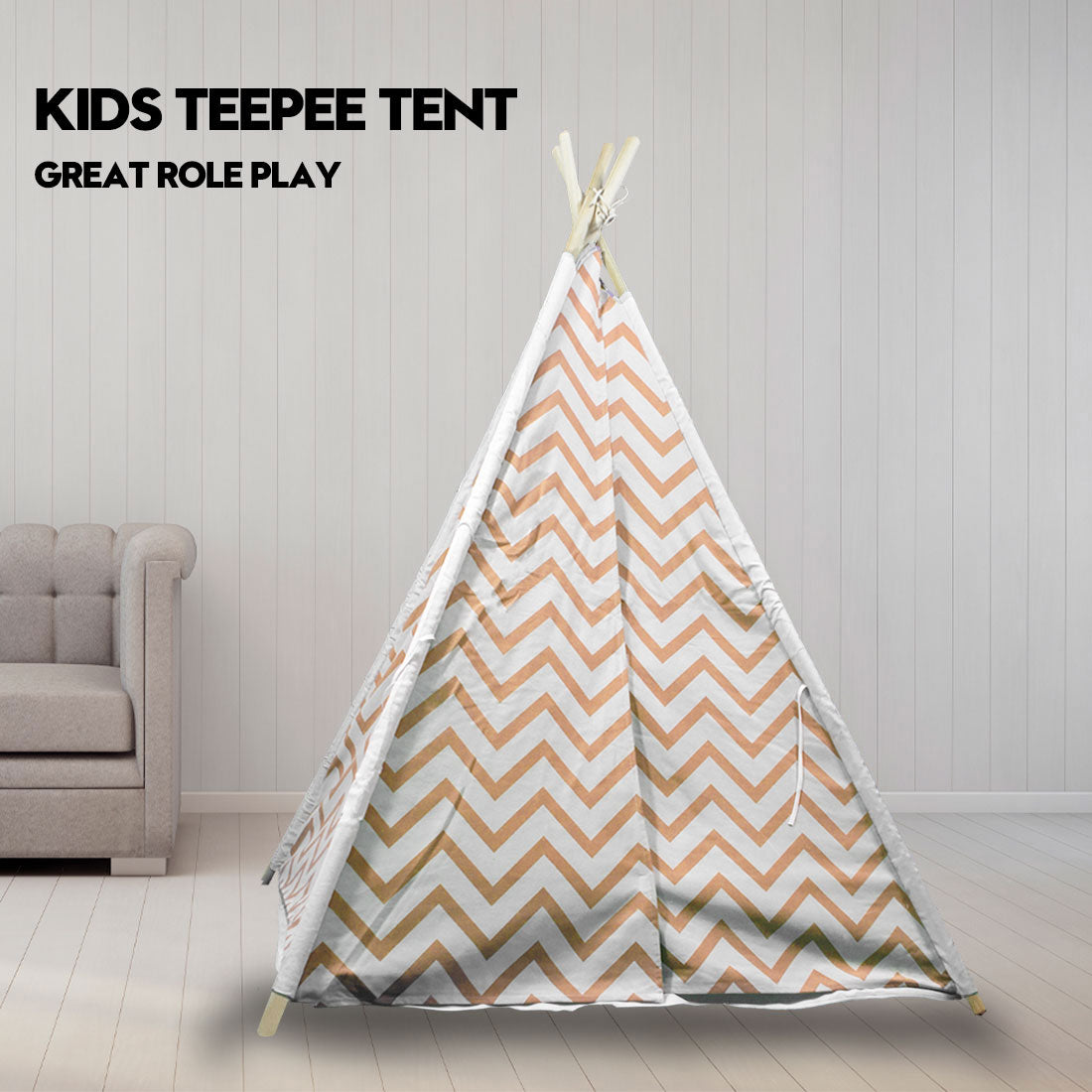 Giant Cotton Canvas Kids Teepee Wigwam Children Pretend Play Tent Indoor Outdoor Party - orange Does Not Apply