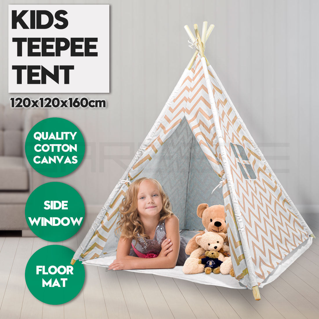 Giant Cotton Canvas Kids Teepee Wigwam Children Pretend Play Tent Indoor Outdoor Party - orange Does Not Apply