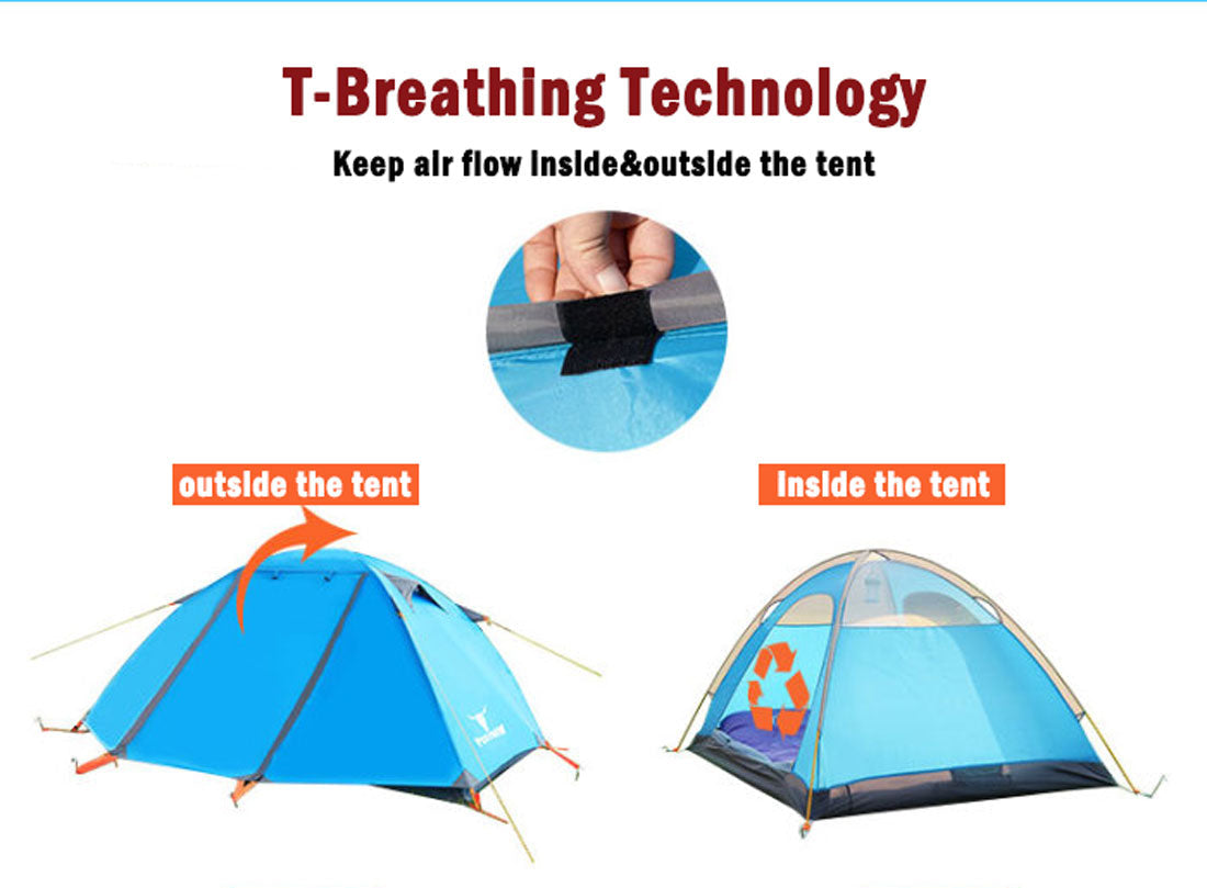 2 Person Portable Outdoor Lightweight Cycling Hiking Backpacking Camping Waterproof Tent - Blue Does Not Apply