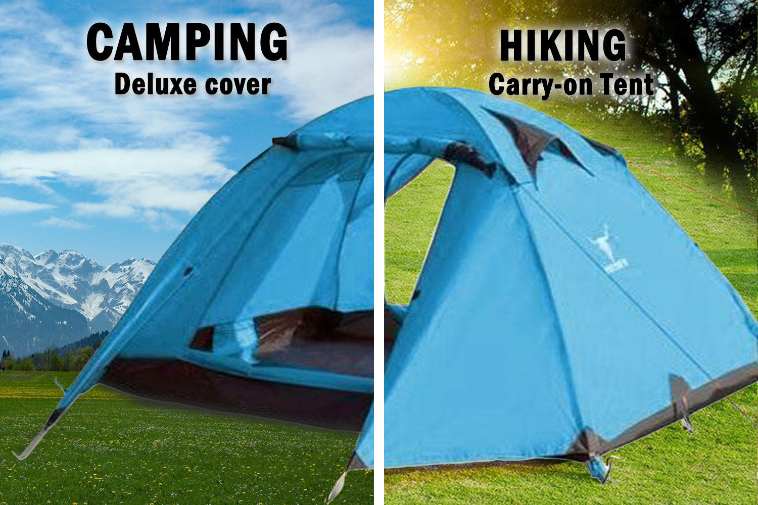 2 Person Portable Outdoor Lightweight Cycling Hiking Backpacking Camping Waterproof Tent - Blue Does Not Apply