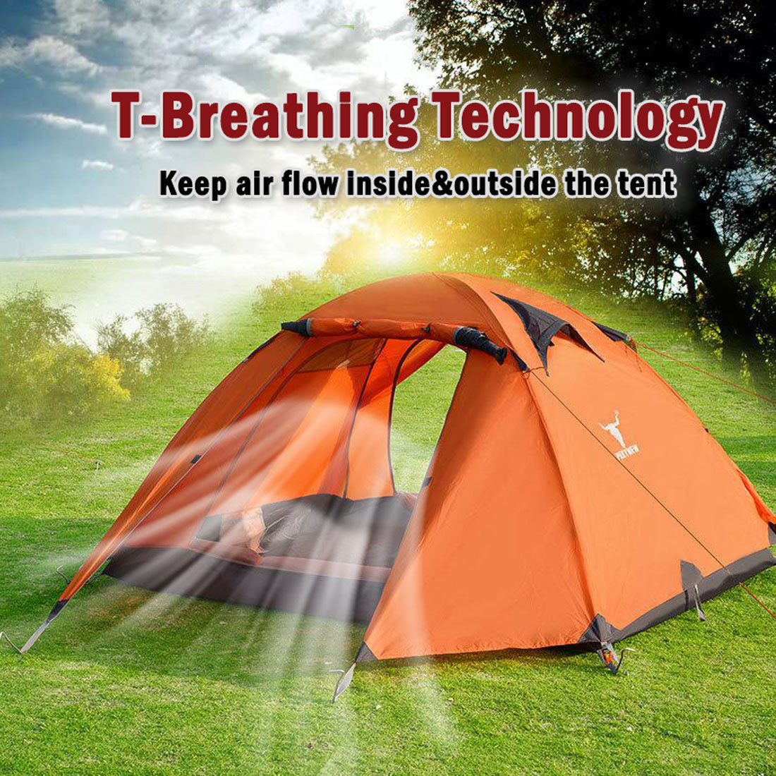 2 Person Portable Outdoor Lightweight Cycling Hiking Backpacking Camping Waterproof Tent - Orange Does Not Apply