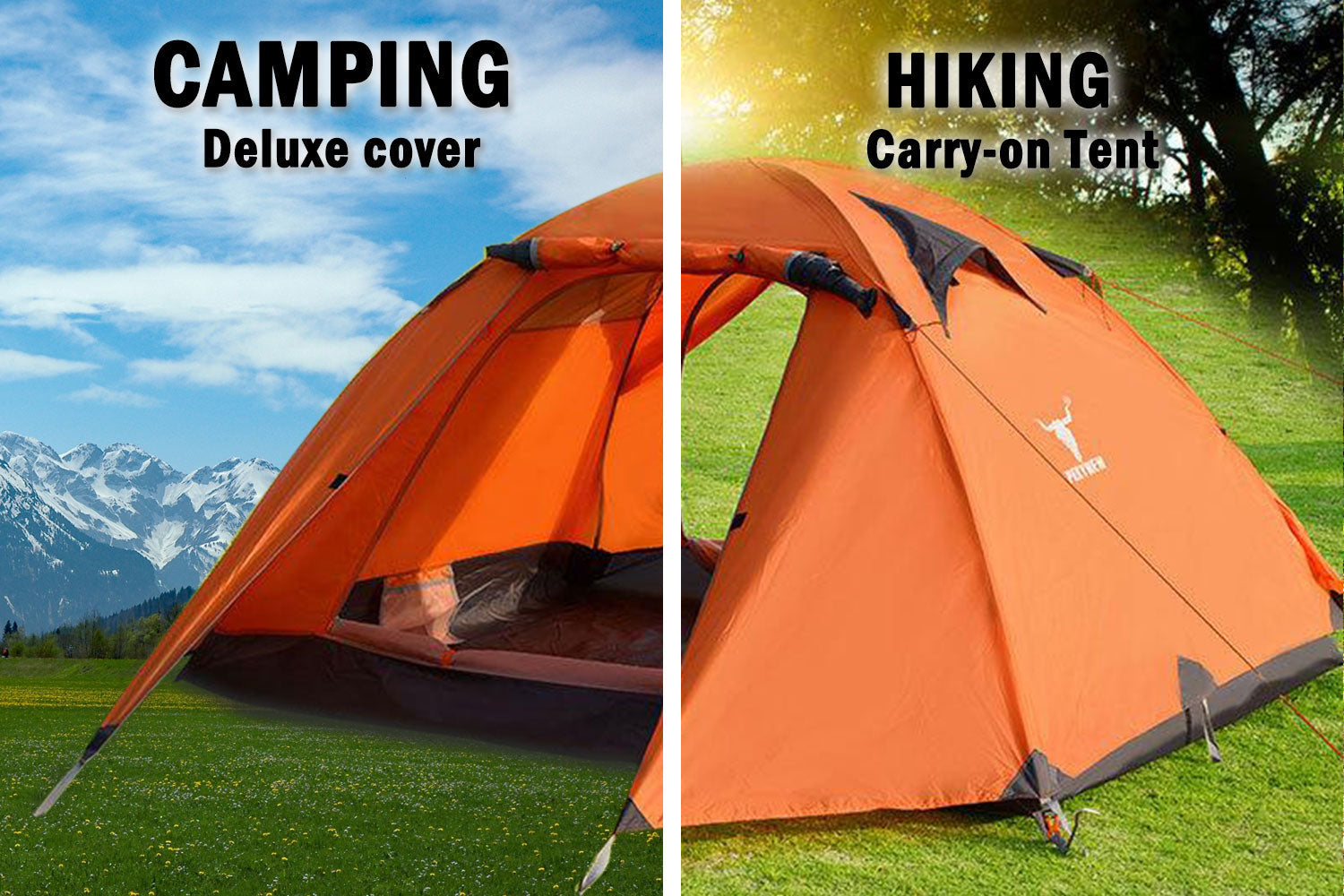 2 Person Portable Outdoor Lightweight Cycling Hiking Backpacking Camping Waterproof Tent - Orange Does Not Apply