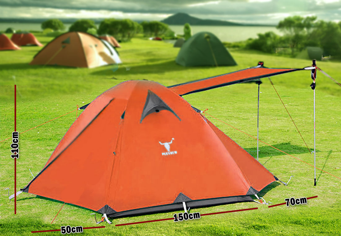 2 Person Portable Outdoor Lightweight Cycling Hiking Backpacking Camping Waterproof Tent - Orange Does Not Apply