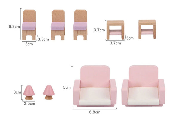 Wooden DIY Dolls Doll House 3 Level Kids Pretend Play Toys Full Furniture Set Pink Does Not Apply