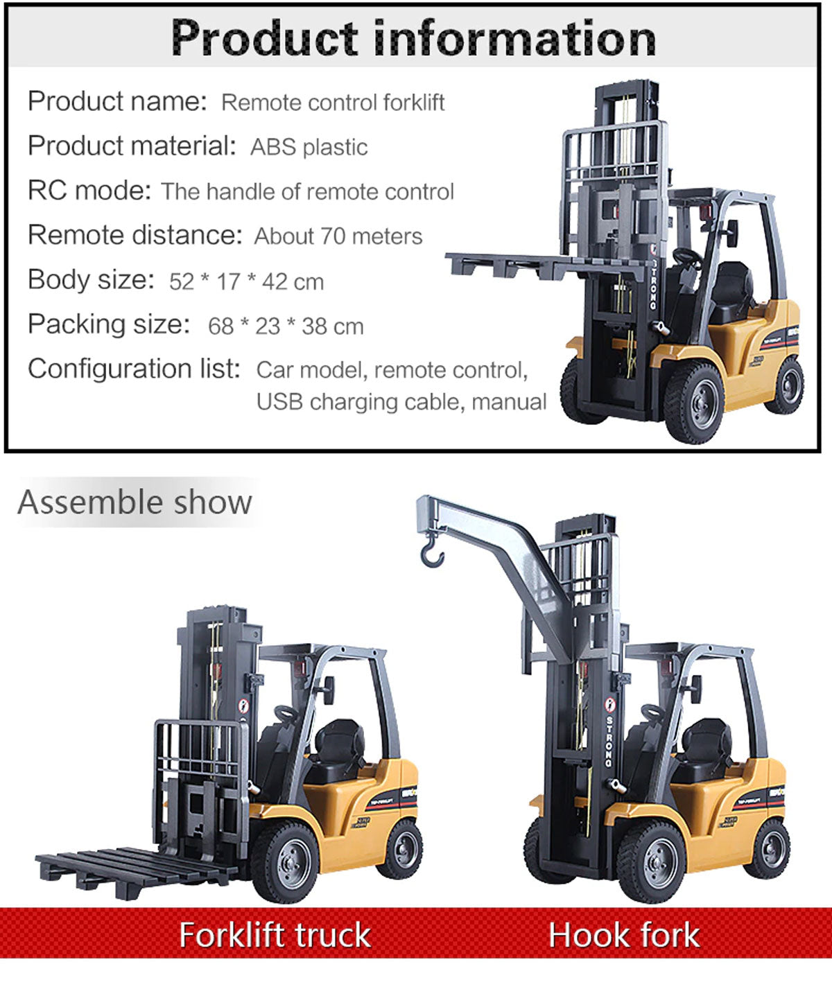 Huina 1/10 RC 8CH ForkLift Excavator Industrial Construction Engineering Vehicle Truck Kids Adult Toys alloy Does Not Apply