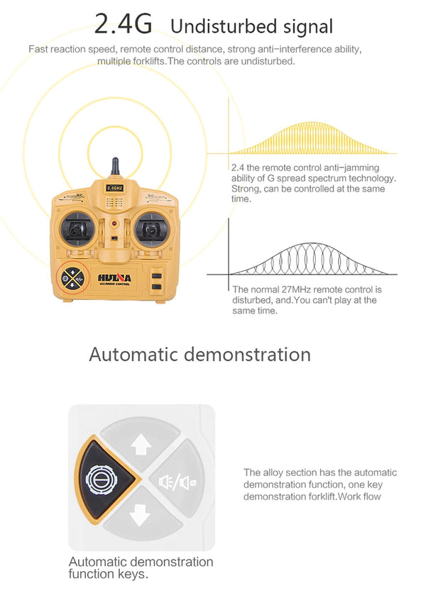 Huina 1/10 RC 8CH ForkLift Excavator Industrial Construction Engineering Vehicle Truck Kids Adult Toys alloy Does Not Apply