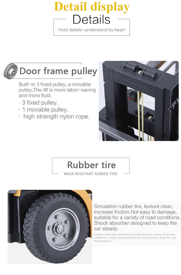 Huina 1/10 RC 8CH ForkLift Excavator Industrial Construction Engineering Vehicle Truck Kids Adult Toys alloy Does Not Apply