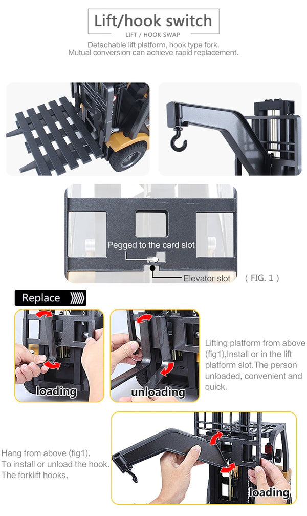 Huina 1/10 RC 8CH ForkLift Excavator Industrial Construction Engineering Vehicle Truck Kids Adult Toys alloy Does Not Apply