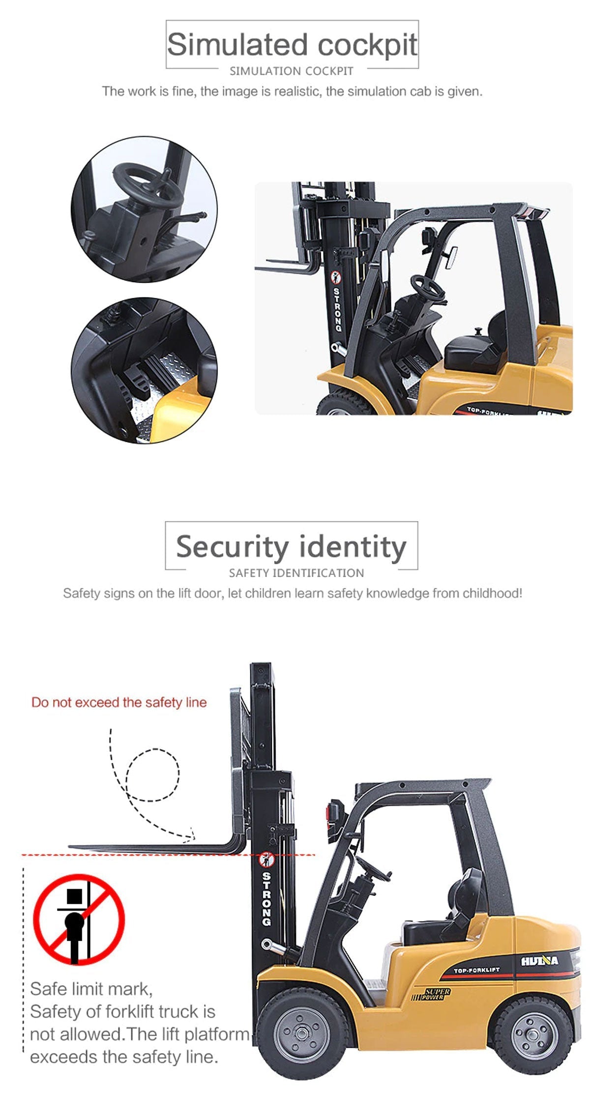 Huina 1/10 RC 8CH ForkLift Excavator Industrial Construction Engineering Vehicle Truck Kids Adult Toys alloy Does Not Apply