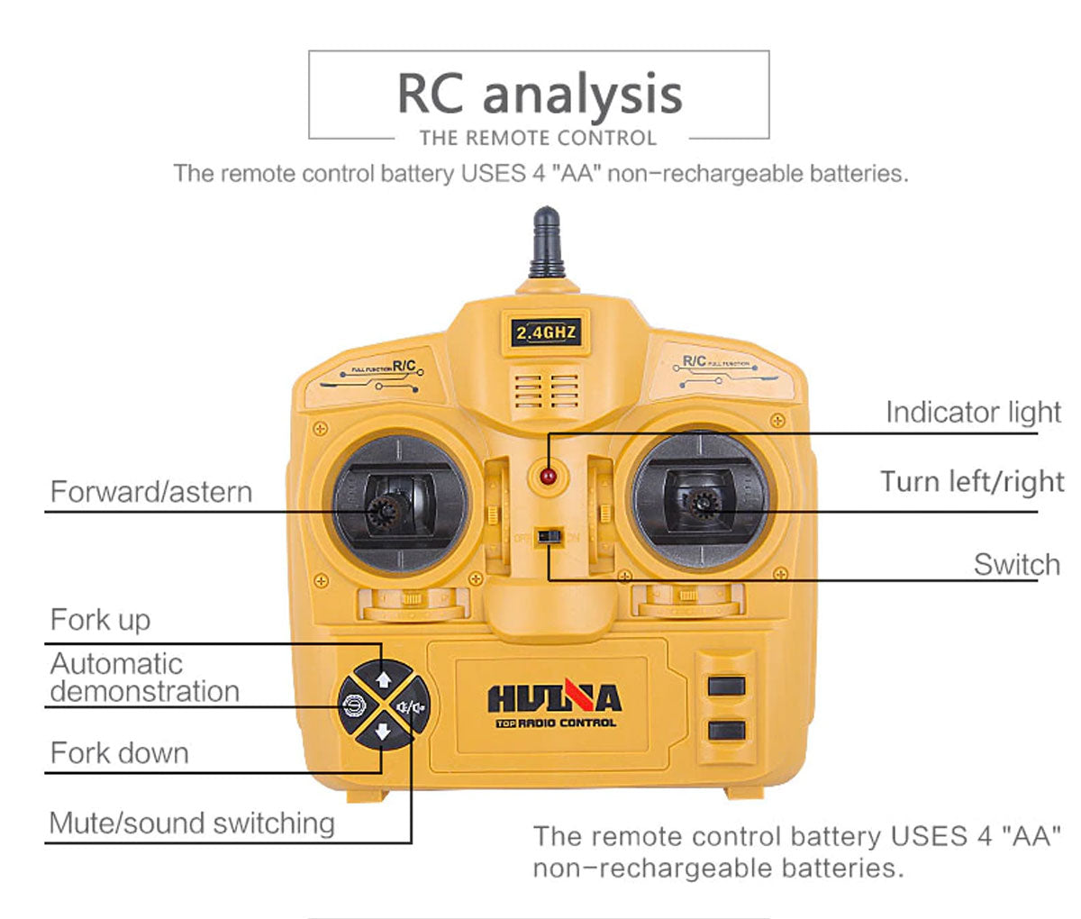 Huina 1/10 RC 8CH ForkLift Excavator Industrial Construction Engineering Vehicle Truck Kids Adult Toys alloy Does Not Apply