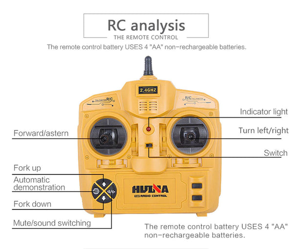 Huina 1/10 RC 8CH ForkLift Excavator Industrial Construction Engineering Vehicle Truck Kids Adult Toys alloy Does Not Apply