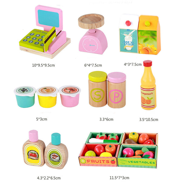 Kids Wooden Toy Pretend Play Marketplace Stand Fruit Veg Shop Stall Supermarket Does Not Apply