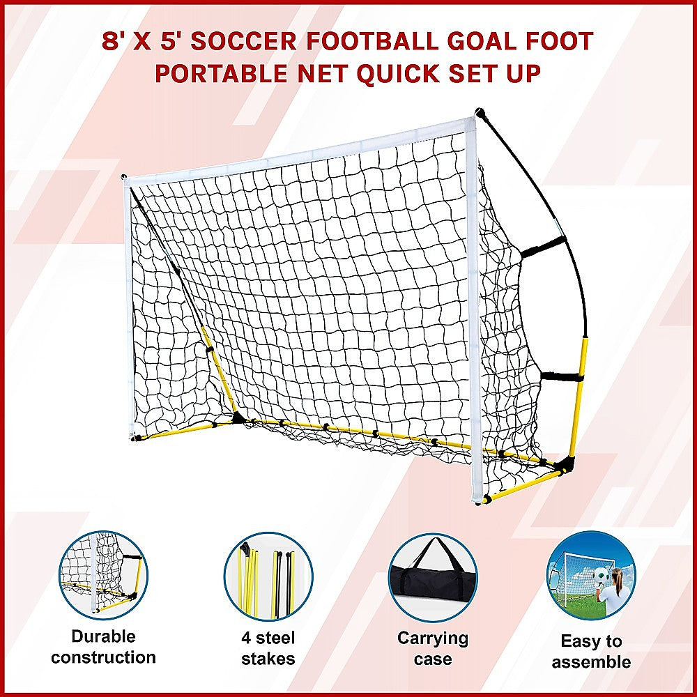 8' x 5' Soccer Football Goal Foot Portable Net Quick Set Up Unique