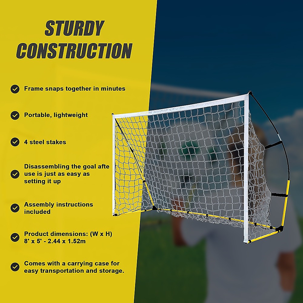 8' x 5' Soccer Football Goal Foot Portable Net Quick Set Up Unique