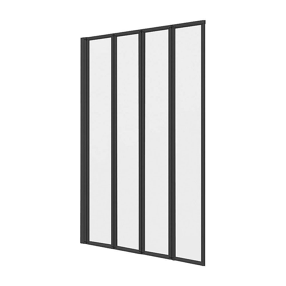 4 Fold Black Folding Bath Shower Screen Door Panel 1000 x 1400mm Della Francesca