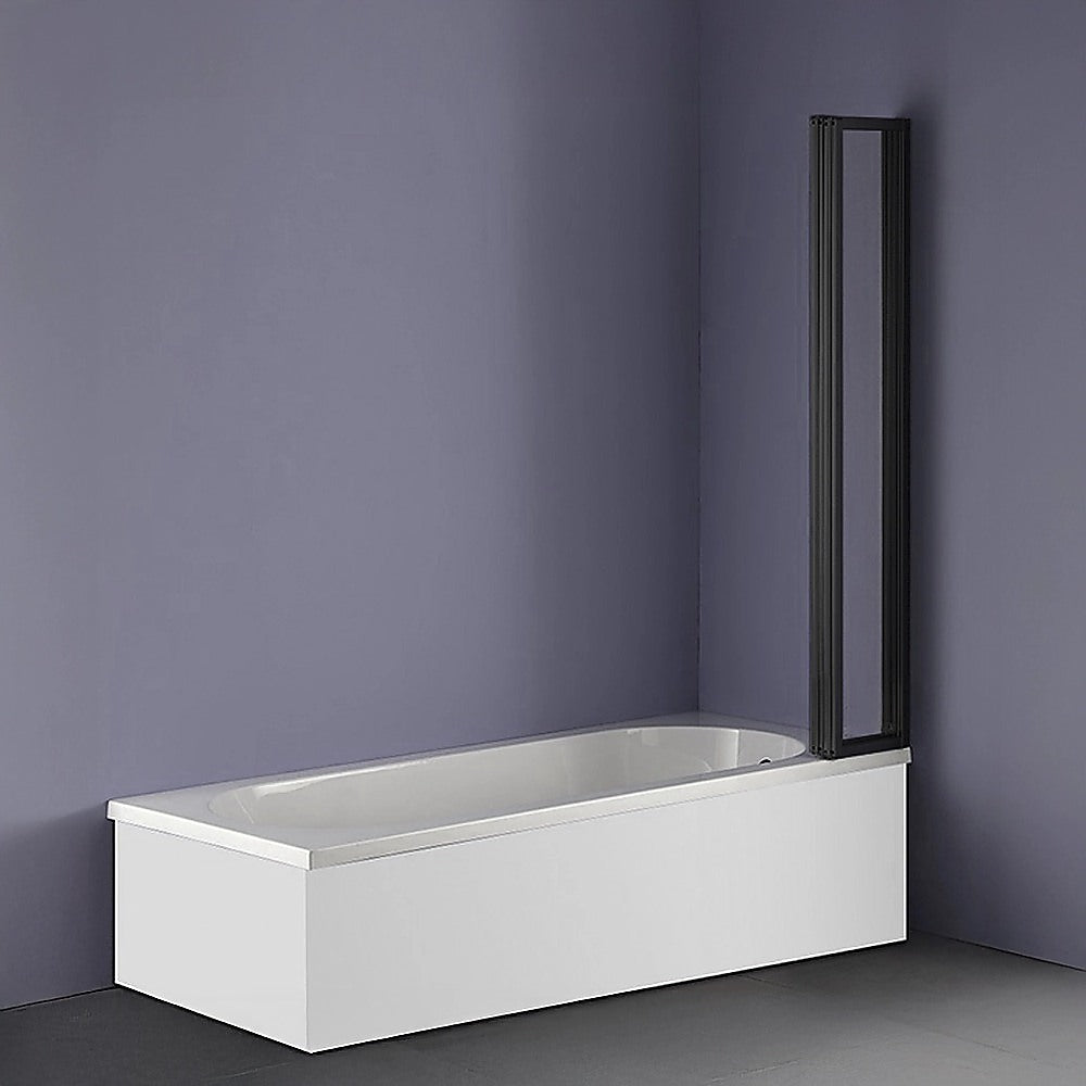 4 Fold Black Folding Bath Shower Screen Door Panel 1000 x 1400mm Della Francesca