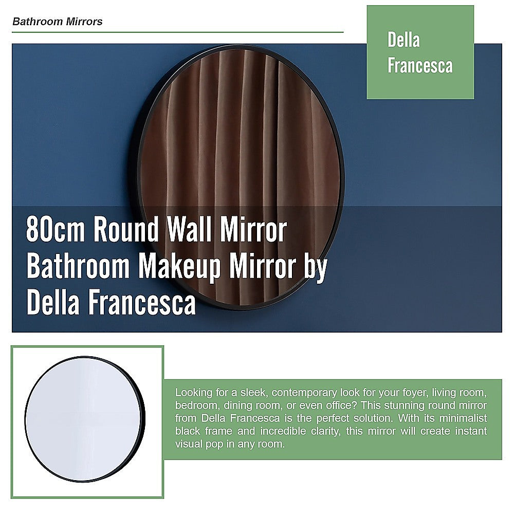 80cm Round Wall Mirror Bathroom Makeup Mirror by Della Francesca Della Francesca