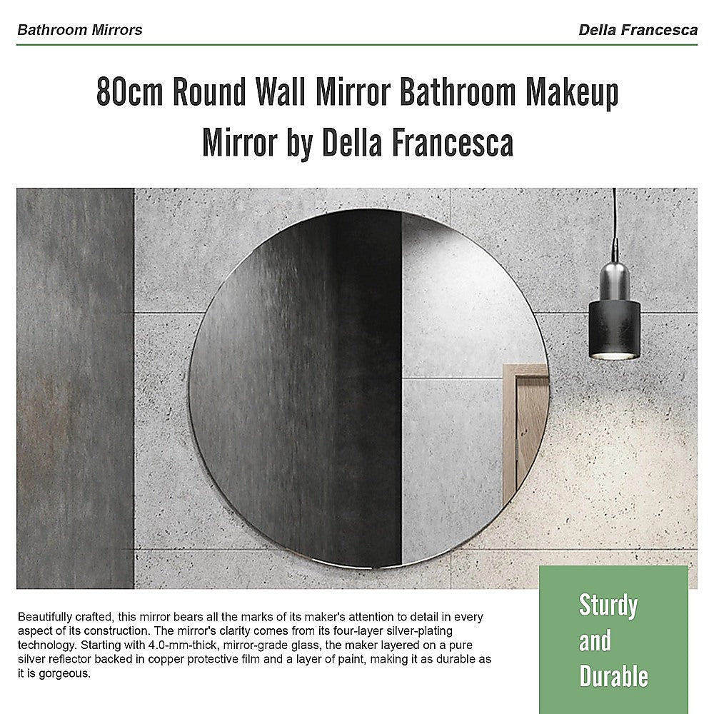 80cm Round Wall Mirror Bathroom Makeup Mirror by Della Francesca Della Francesca