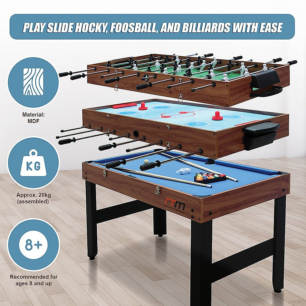 4FT 3-in-1 Games Foosball Soccer Hockey Pool Table Unique