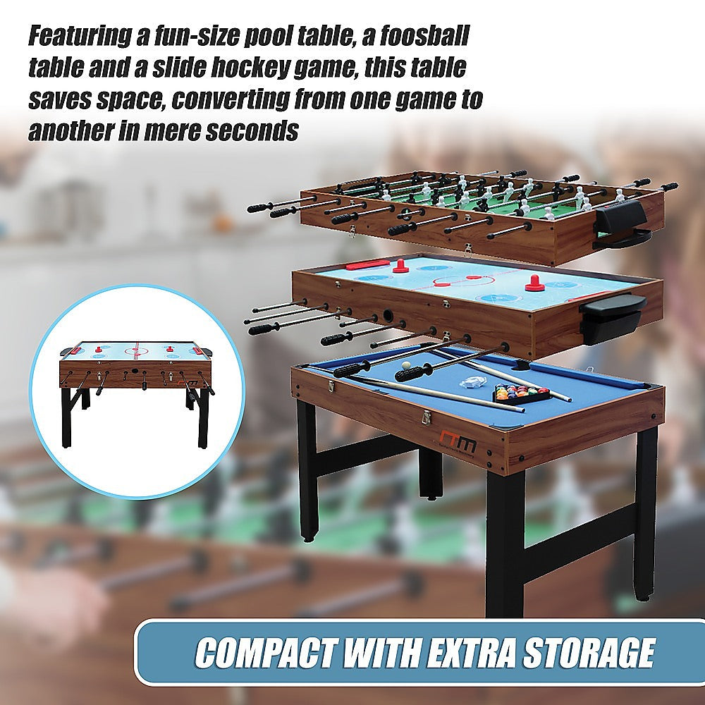 4FT 3-in-1 Games Foosball Soccer Hockey Pool Table Unique