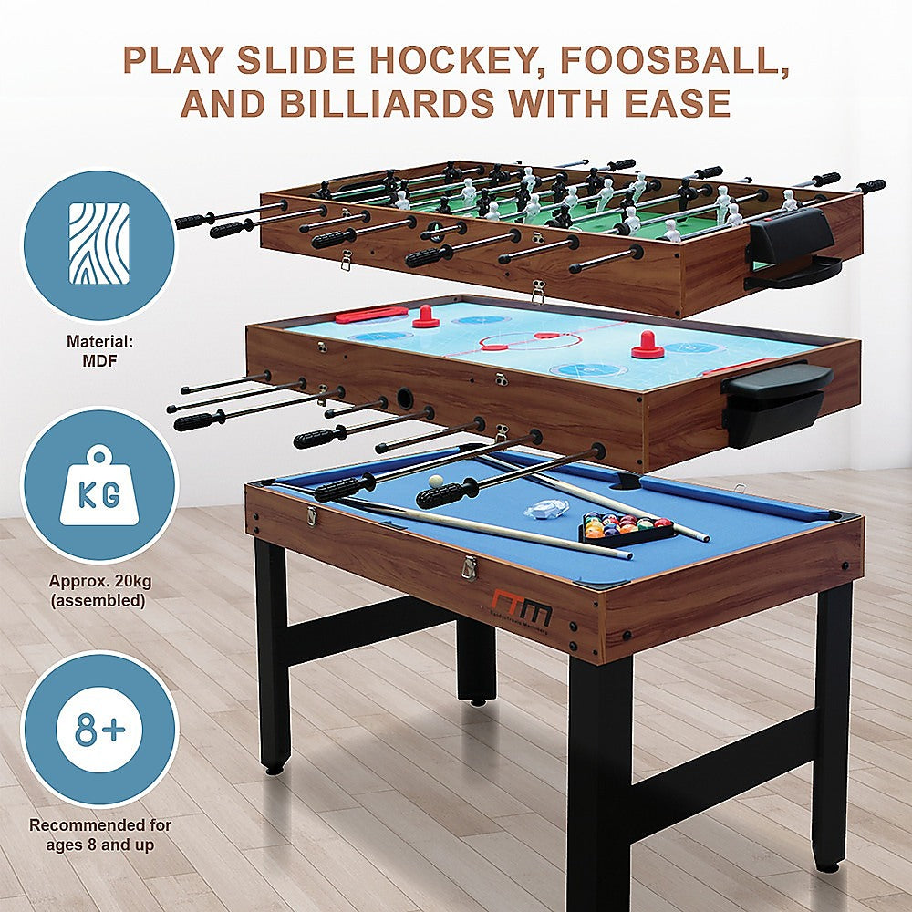4FT 3-in-1 Games Foosball Soccer Hockey Pool Table Unique