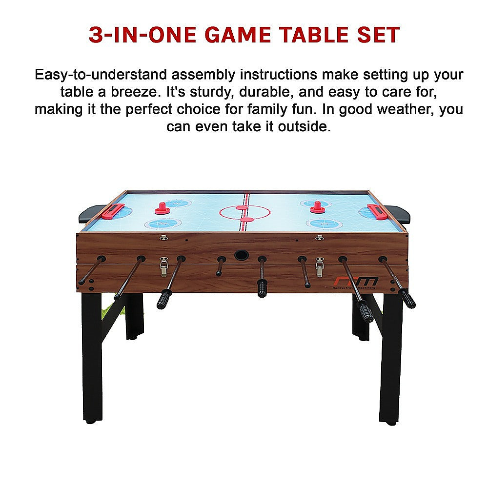 4FT 3-in-1 Games Foosball Soccer Hockey Pool Table Unique