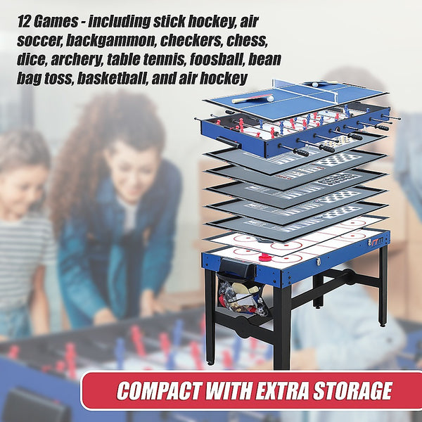 4FT 12-in-1 Combo Games Tables Foosball Soccer Basketball Hockey Pool Table Tennis Unique