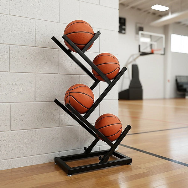 Ball Trolley Rack Display Stand For Basketball Football Storage Heavy Duty Rolling Organiser For Sports Equipment Unique