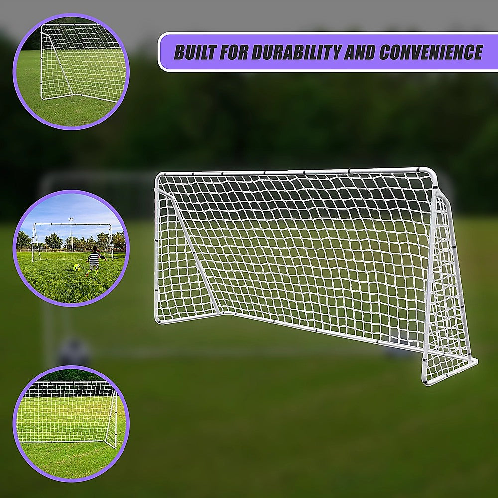 3.6m x 1.8m Portable Soccer Goal Net Steel Post Frame Backyard Football Training Set Unique