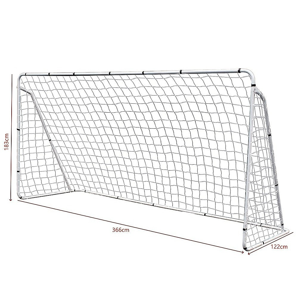 3.6m x 1.8m Portable Soccer Goal Net Steel Post Frame Backyard Football Training Set Unique