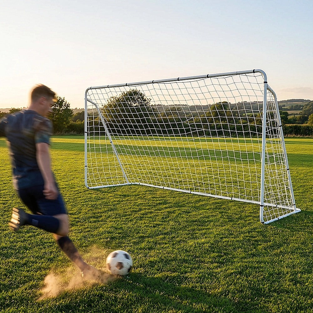 3.6m x 1.8m Portable Soccer Goal Net Steel Post Frame Backyard Football Training Set Unique