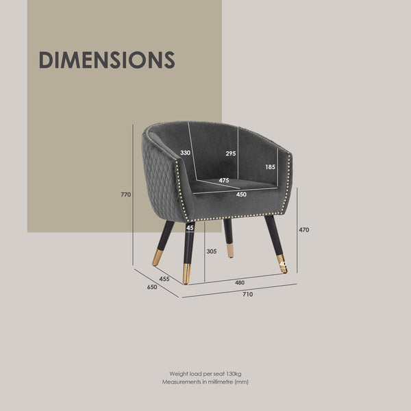 Deniz Lounge Chair Tub Chair Accent Armchair - Grey Does Not Apply