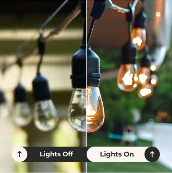 15m Solar Power Outdoor String Lights - 48 Ft Hanging Edison Bulbs Create Bistro Ambience in Your Yard - Commercial Grade Does not apply